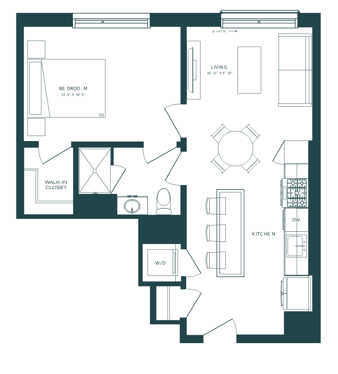 1 Bed/1 Bath-B1R floor plan