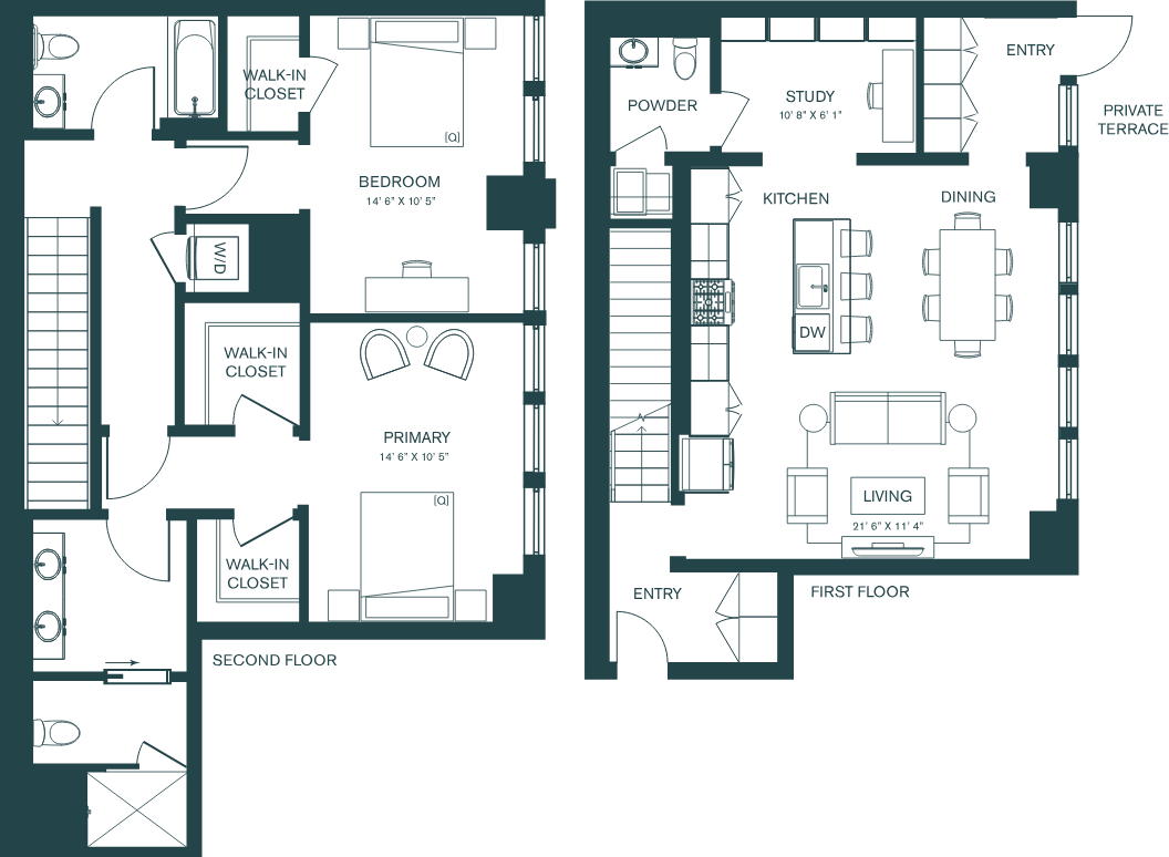 2 Bed/2.5 Bath Den-M1S floor plan