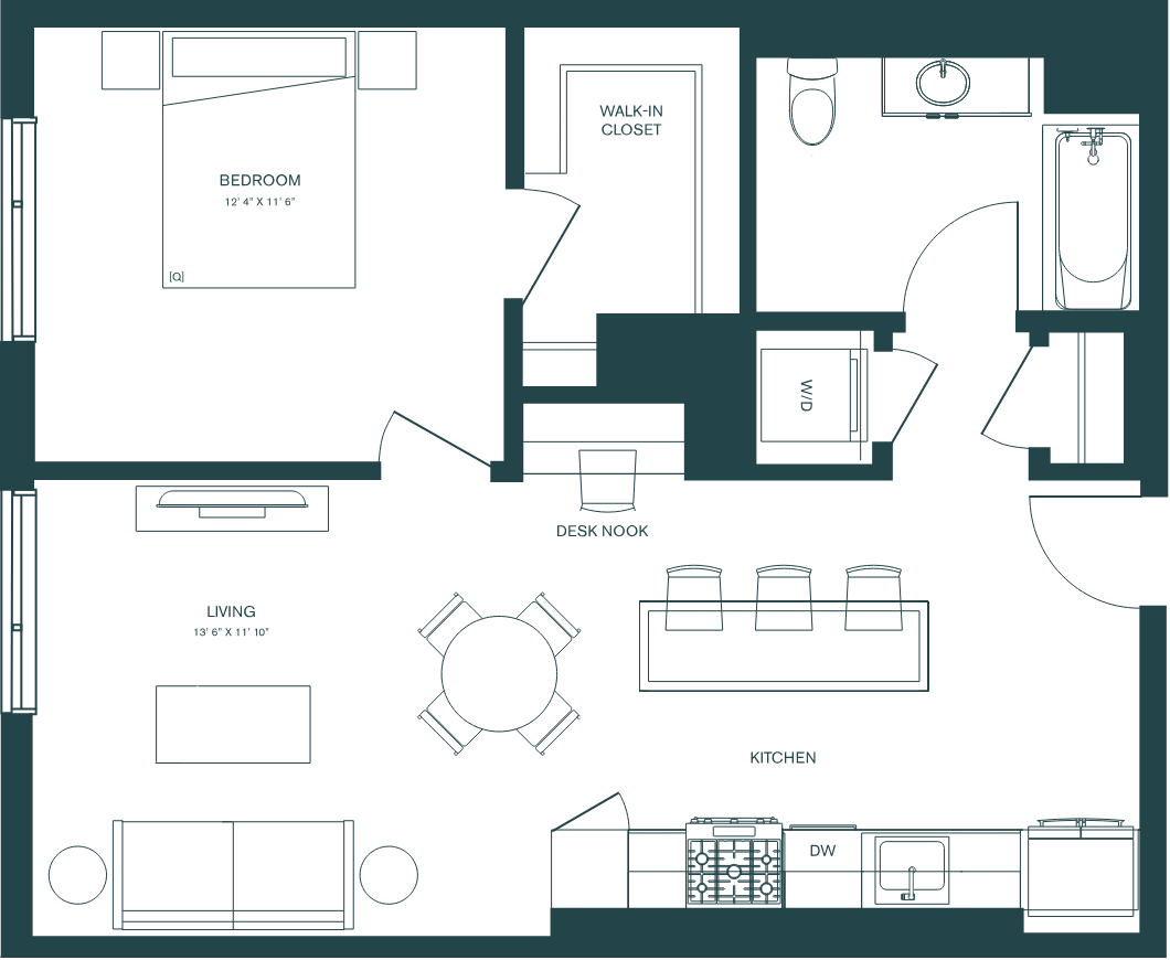 1 Bed/1 Bath-B4.1 floor plan