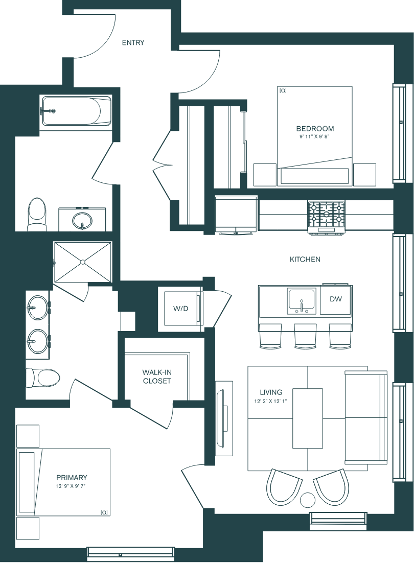 2 Bed/2 Bath JR-C3 floor plan