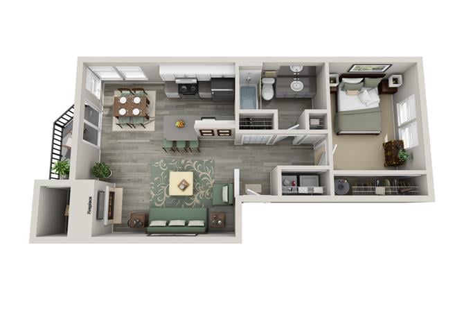 1x1 small floor plan