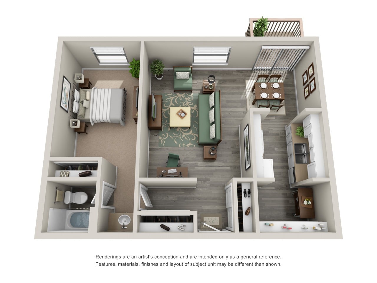 1 Bed/1 Bath floor plan