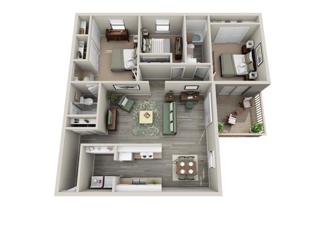 3 bed/2 bath floor plan