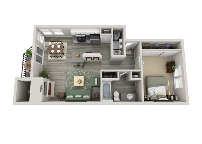 1x1 large floor plan