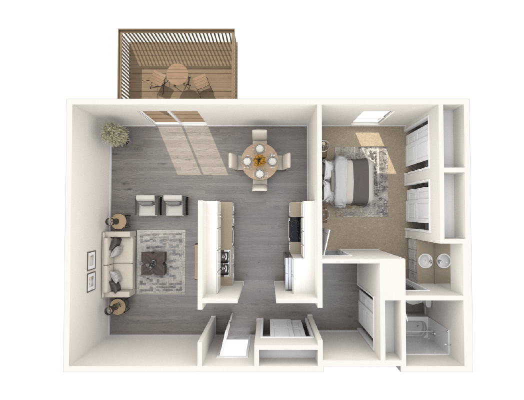 1 bed / 1 bath floor plan
