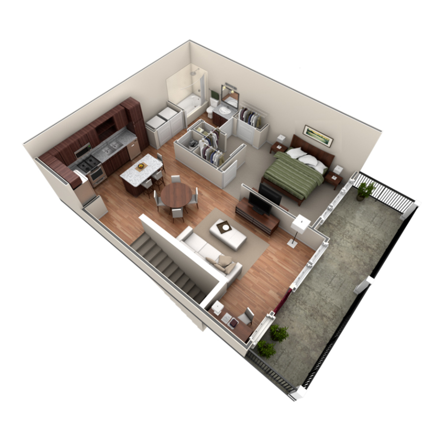 1 BR Designer Overlook floor plan