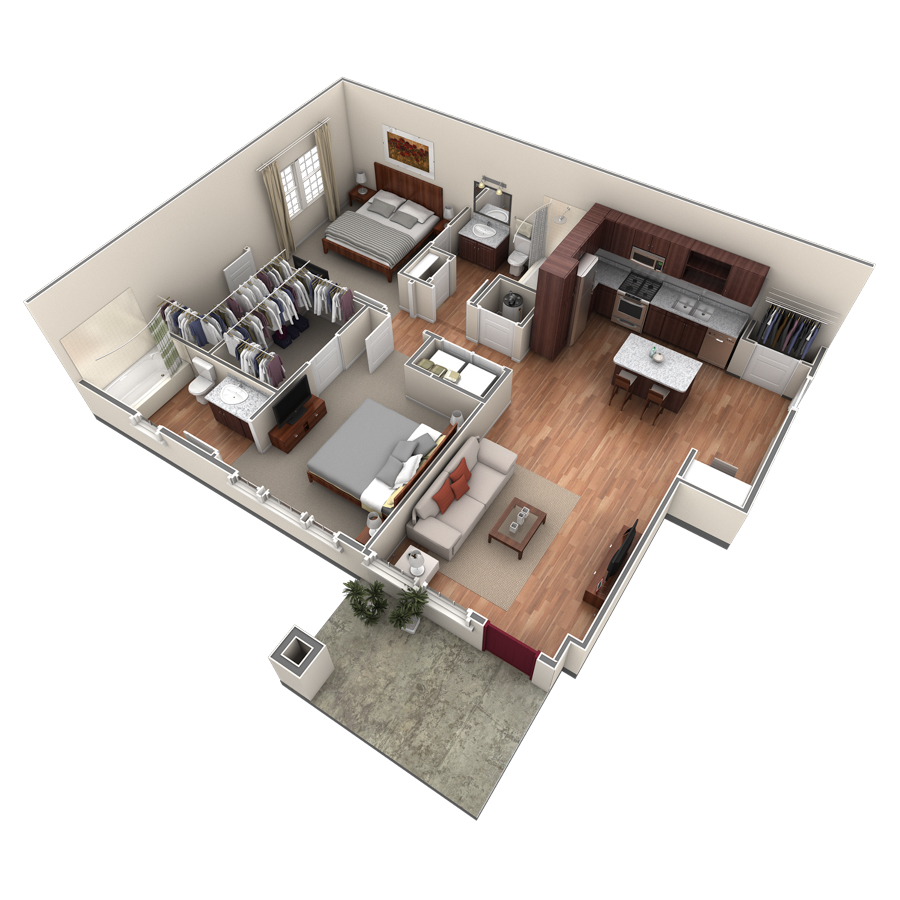 2 BR Designer Courtyard floor plan