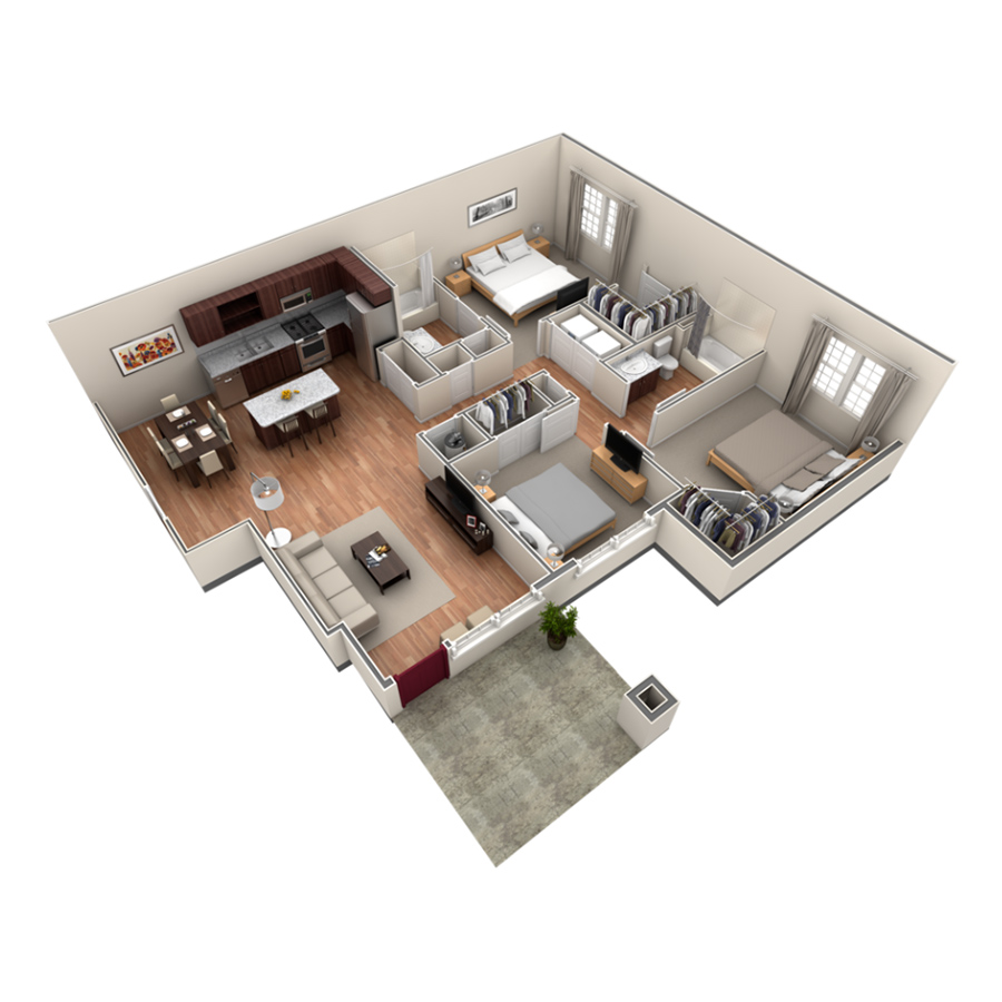 3 BR Grand Courtyard Garage floor plan