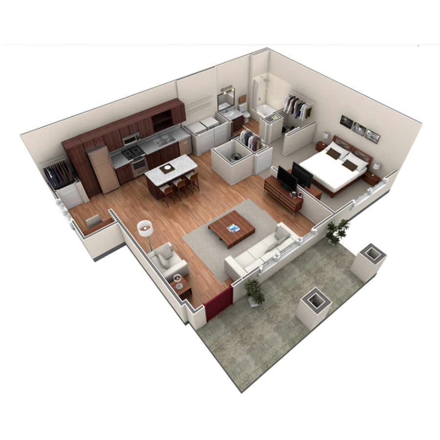 1 BR Grand Courtyard floor plan
