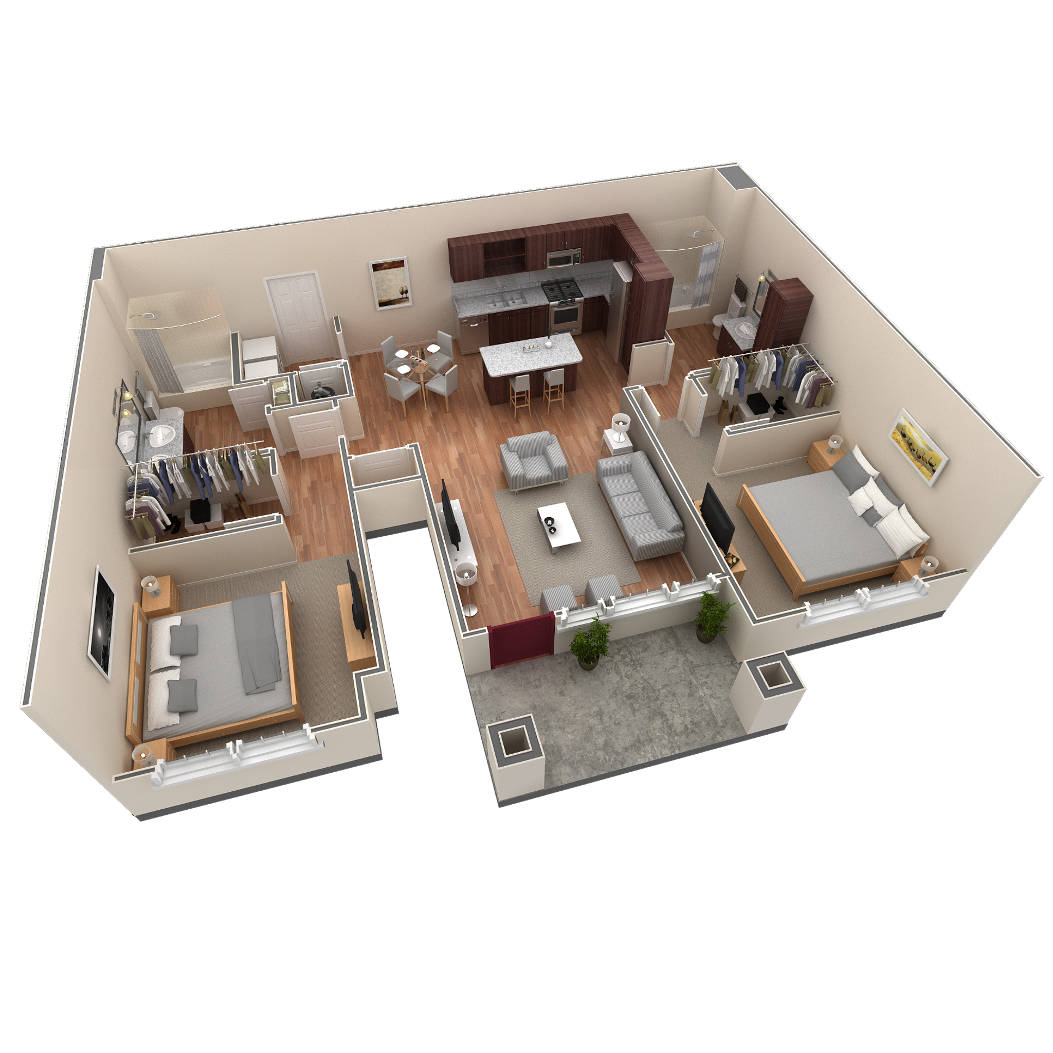 2 BR Grand Courtyard floor plan