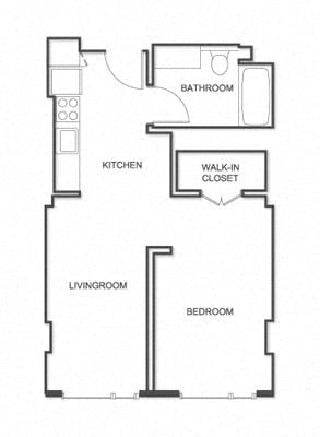 1 Bed JR B floor plan
