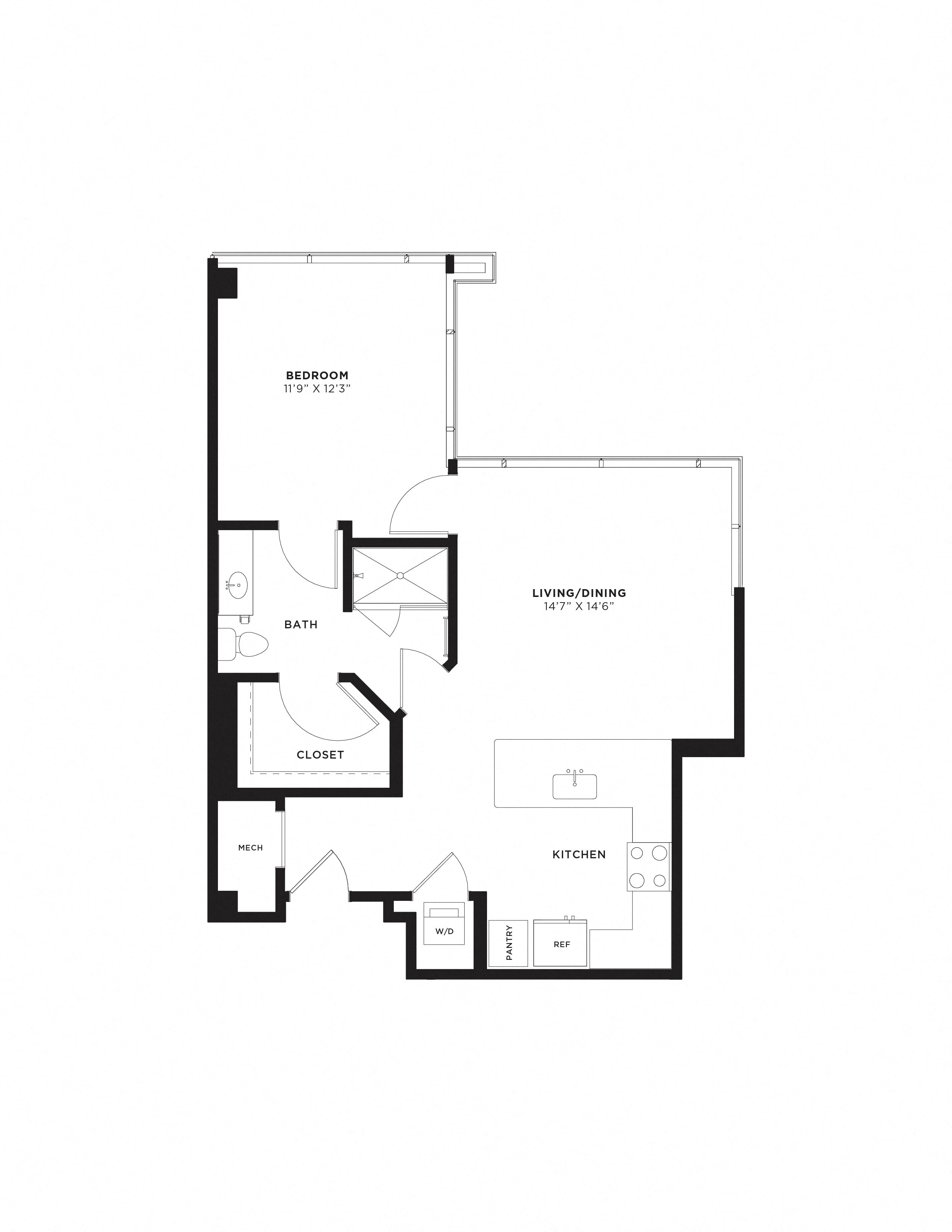 1 Bed/1 Bath-1C floor plan