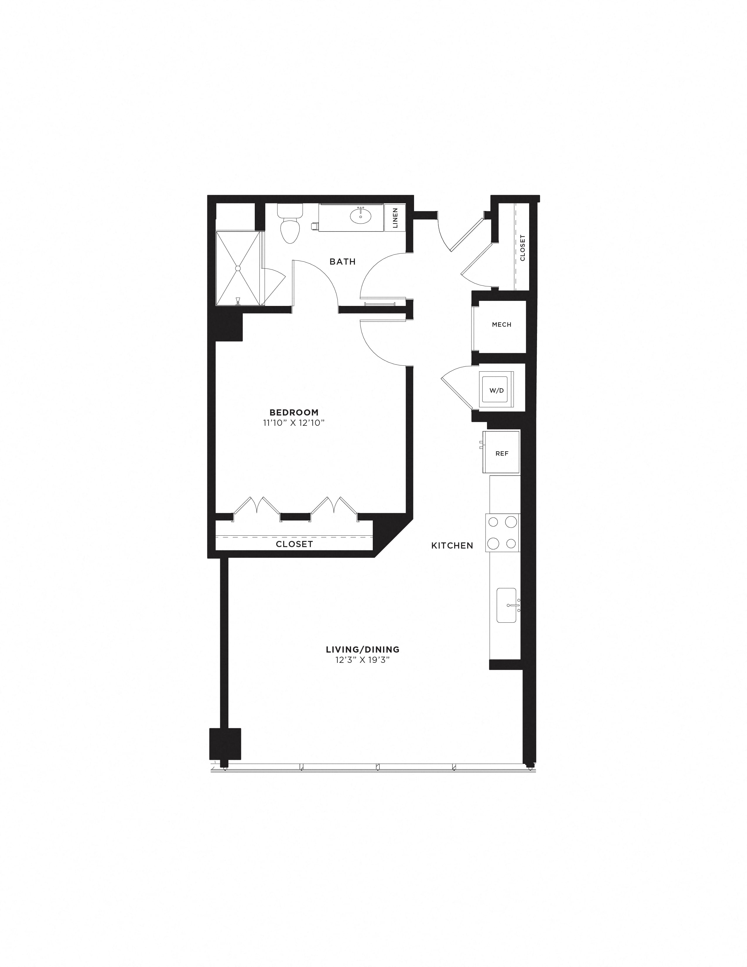 1 Bed/1 Bath-1G floor plan