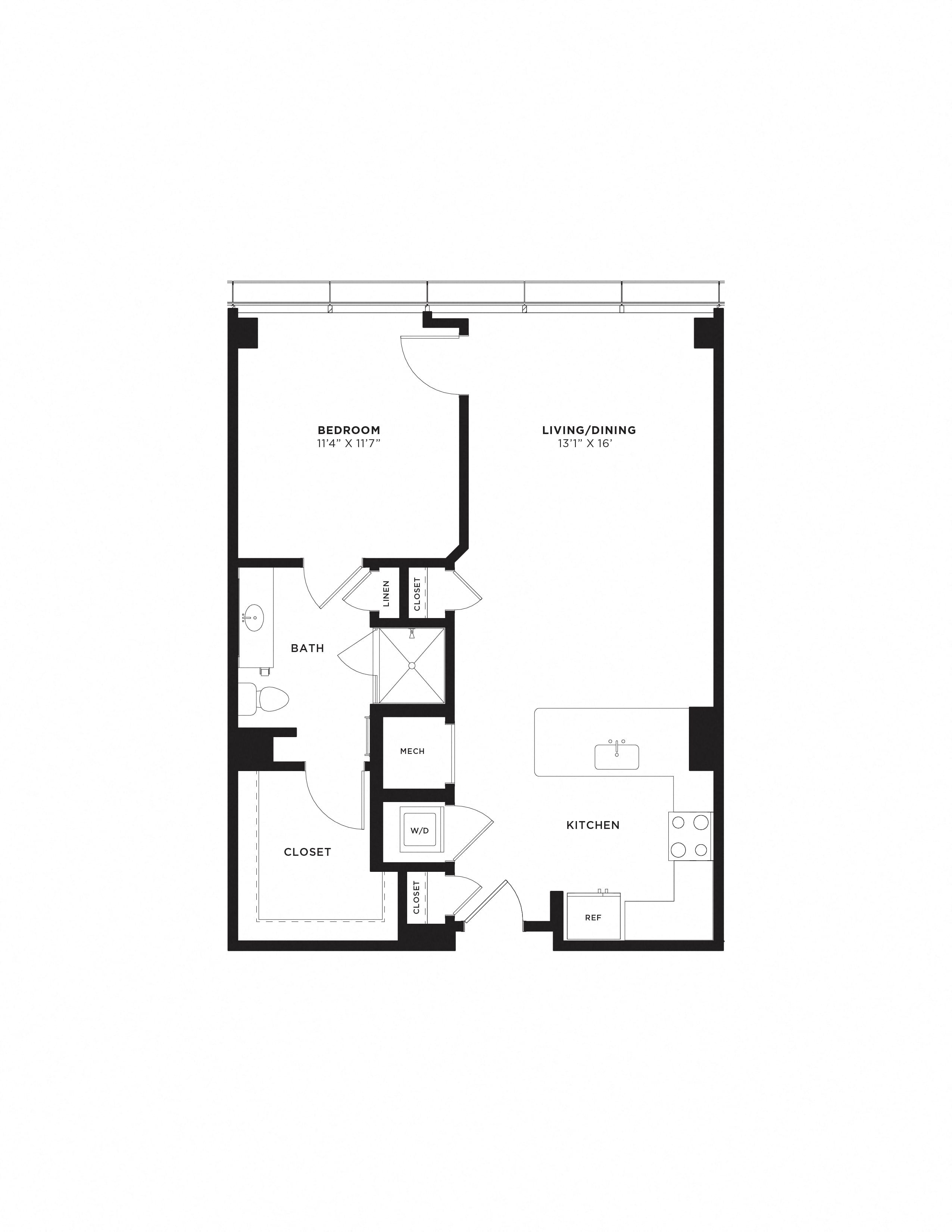 1 Bed/1 Bath-1B floor plan
