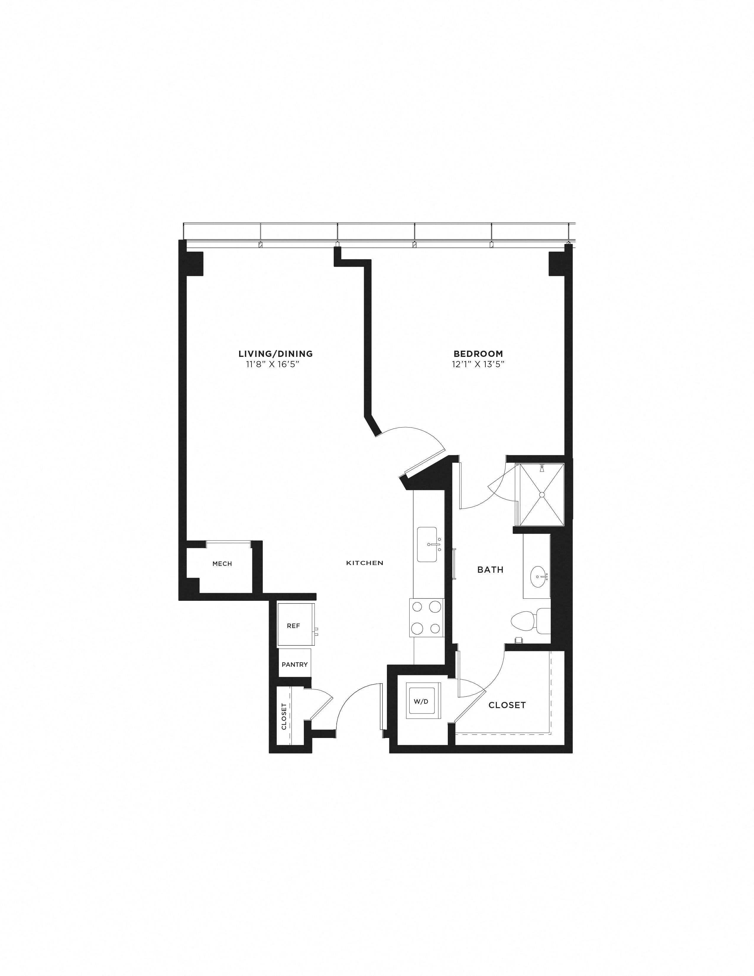 1 Bed/1 Bath-1A floor plan