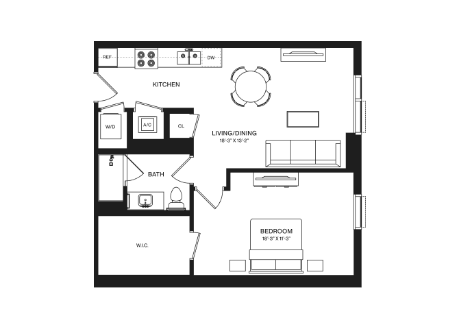 1 Bed/1 Bath-A5 floor plan