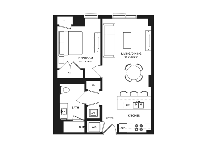 1 Bed/1 Bath-A2 floor plan
