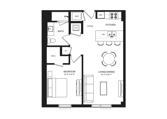 1 Bed/1 Bath-A1K floor plan
