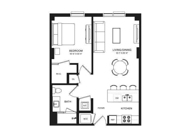 1 Bed/1 Bath-A1C floor plan