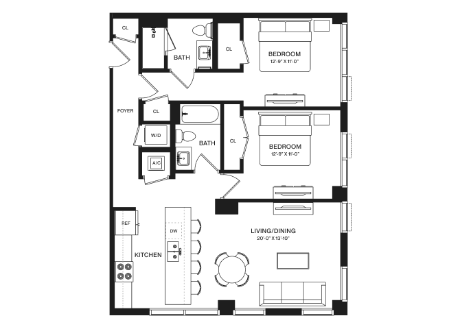 2 Bed/2 Bath-B4 floor plan