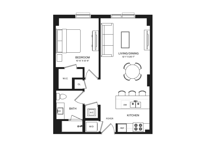 1 Bed/1 Bath-A1M floor plan