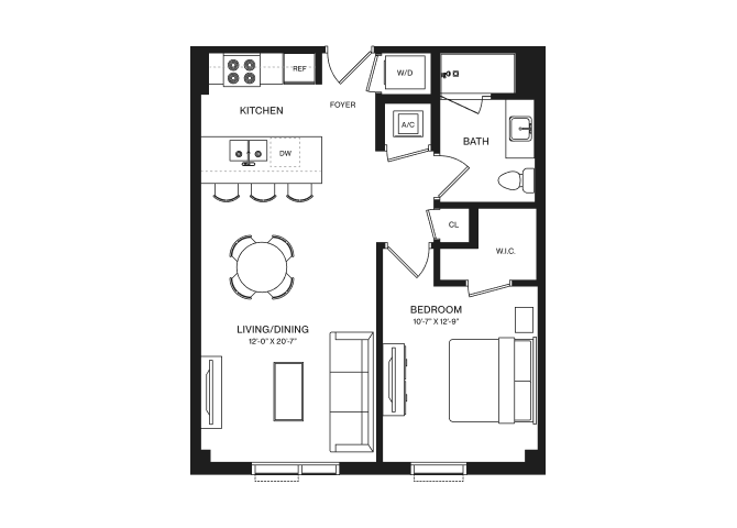 1 Bed/1 Bath-A1L floor plan