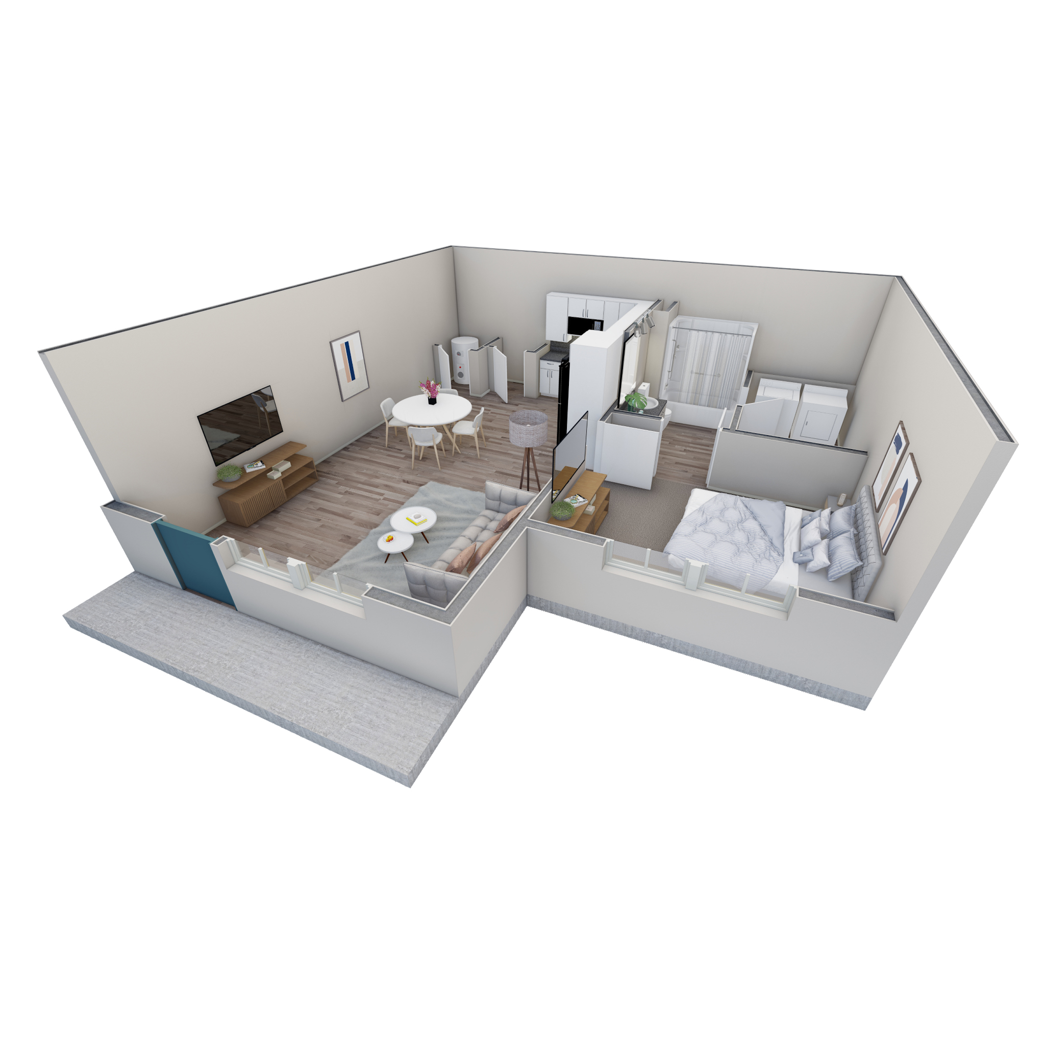 1 BR Retreat Courtyard floor plan