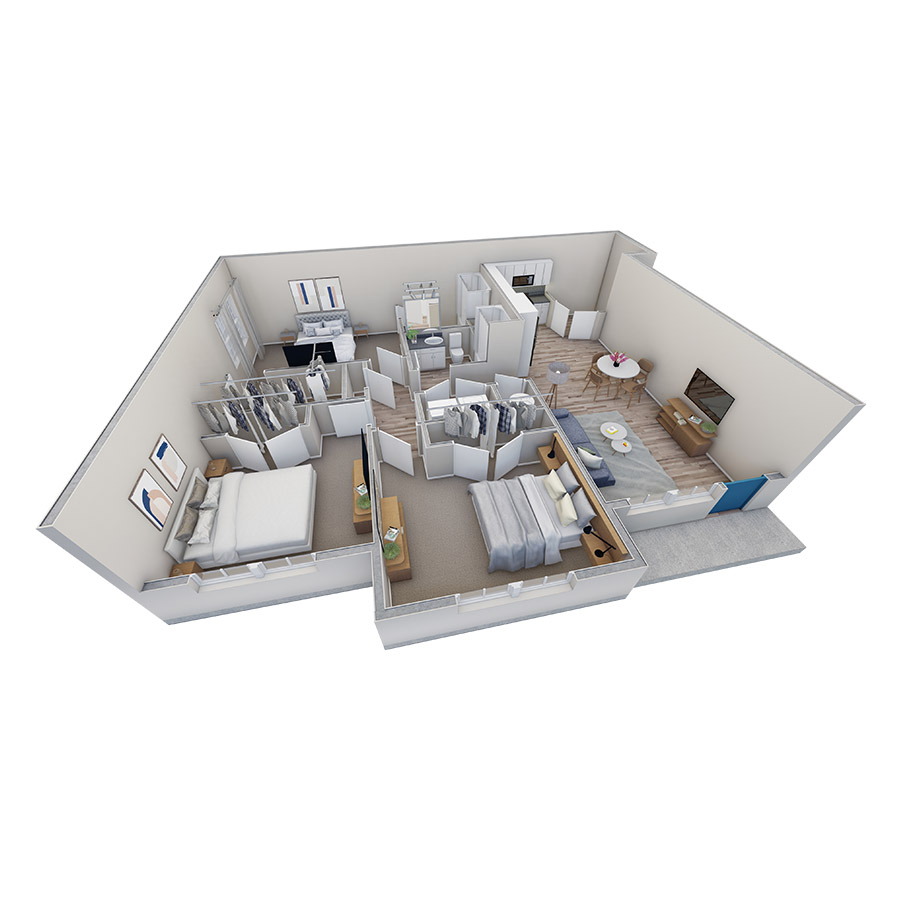 3-2 BR Horizon Courtyard floor plan