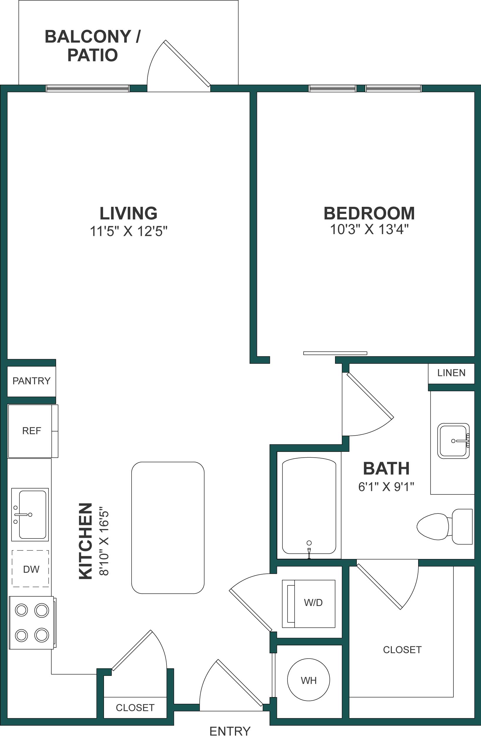 1 Bed/1 Bath-A1 floor plan