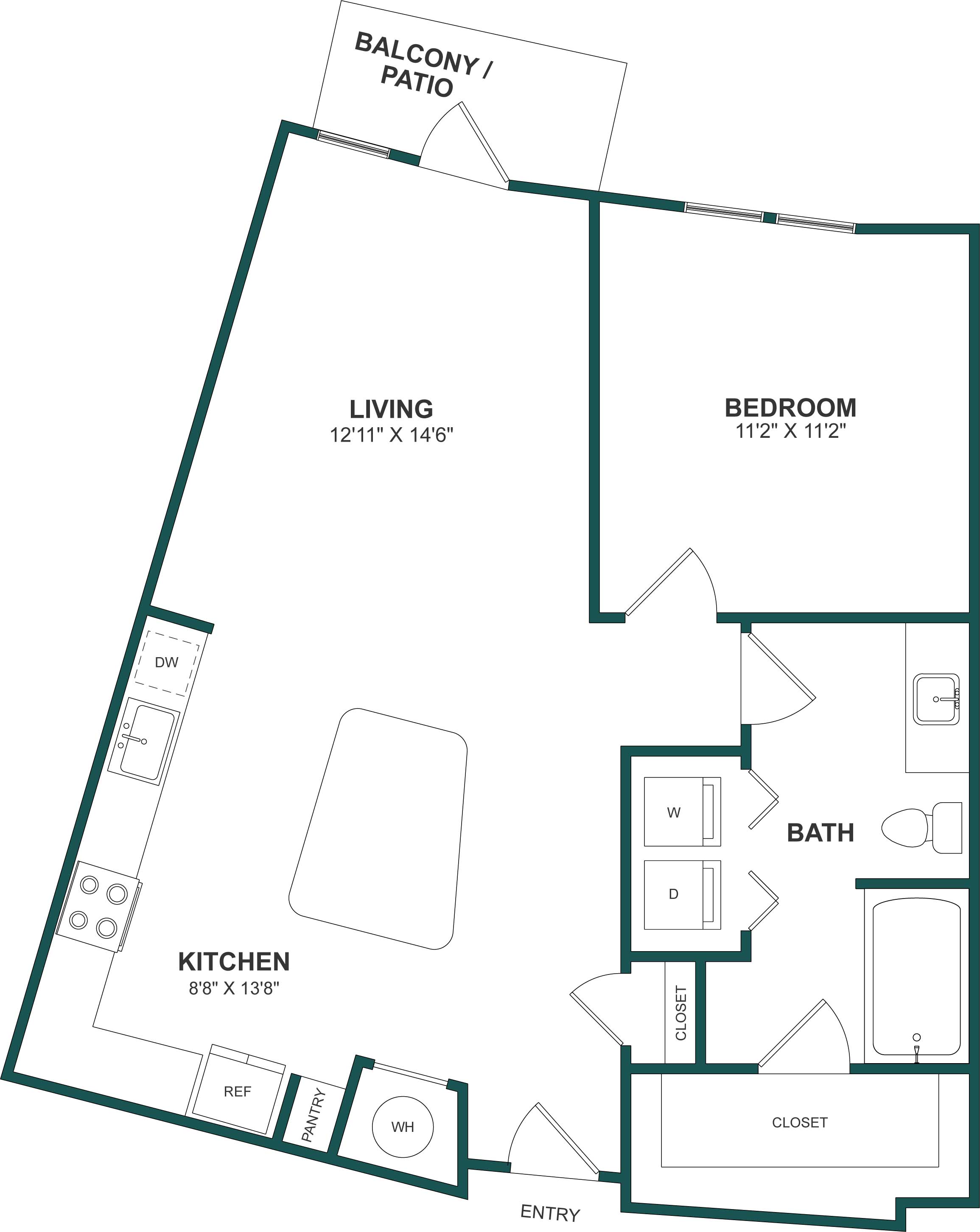 1 Bed/1 Bath-A3 floor plan