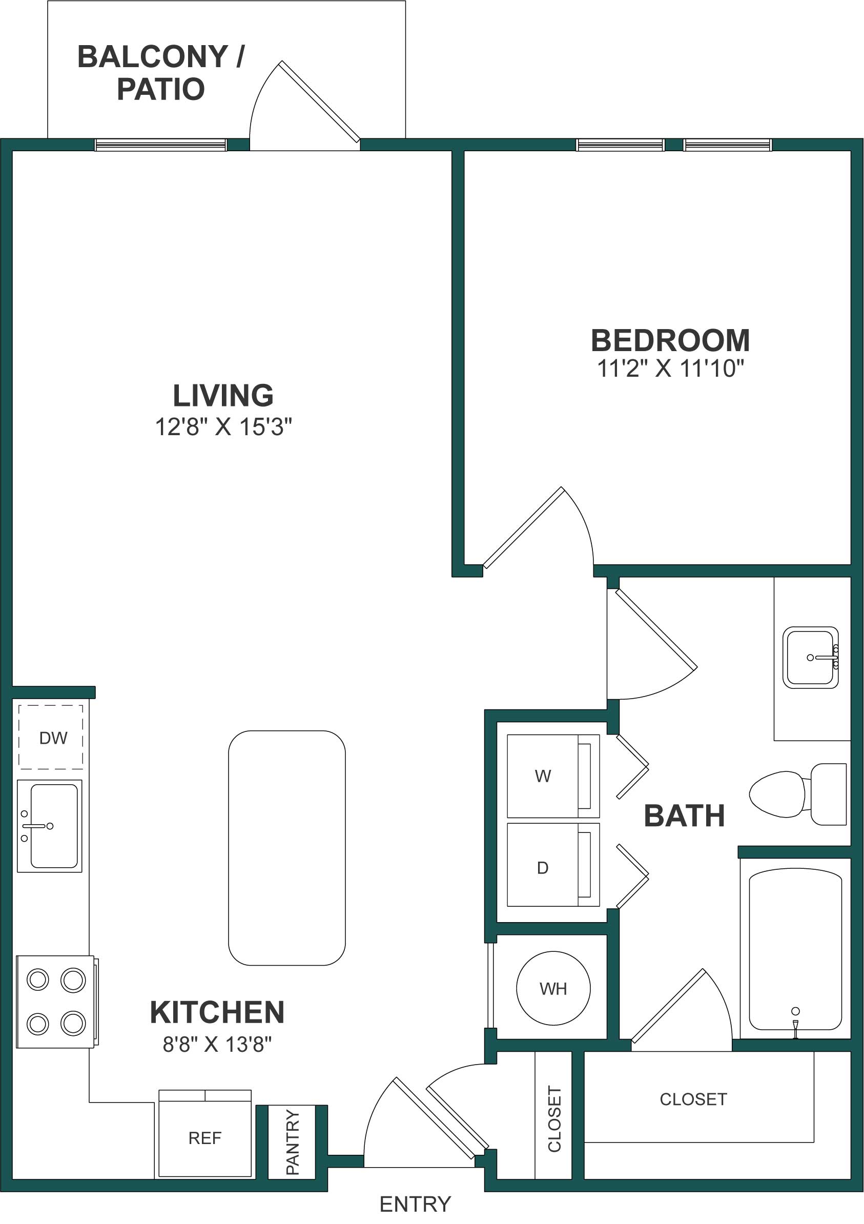 1 Bed/1 Bath-A2 floor plan