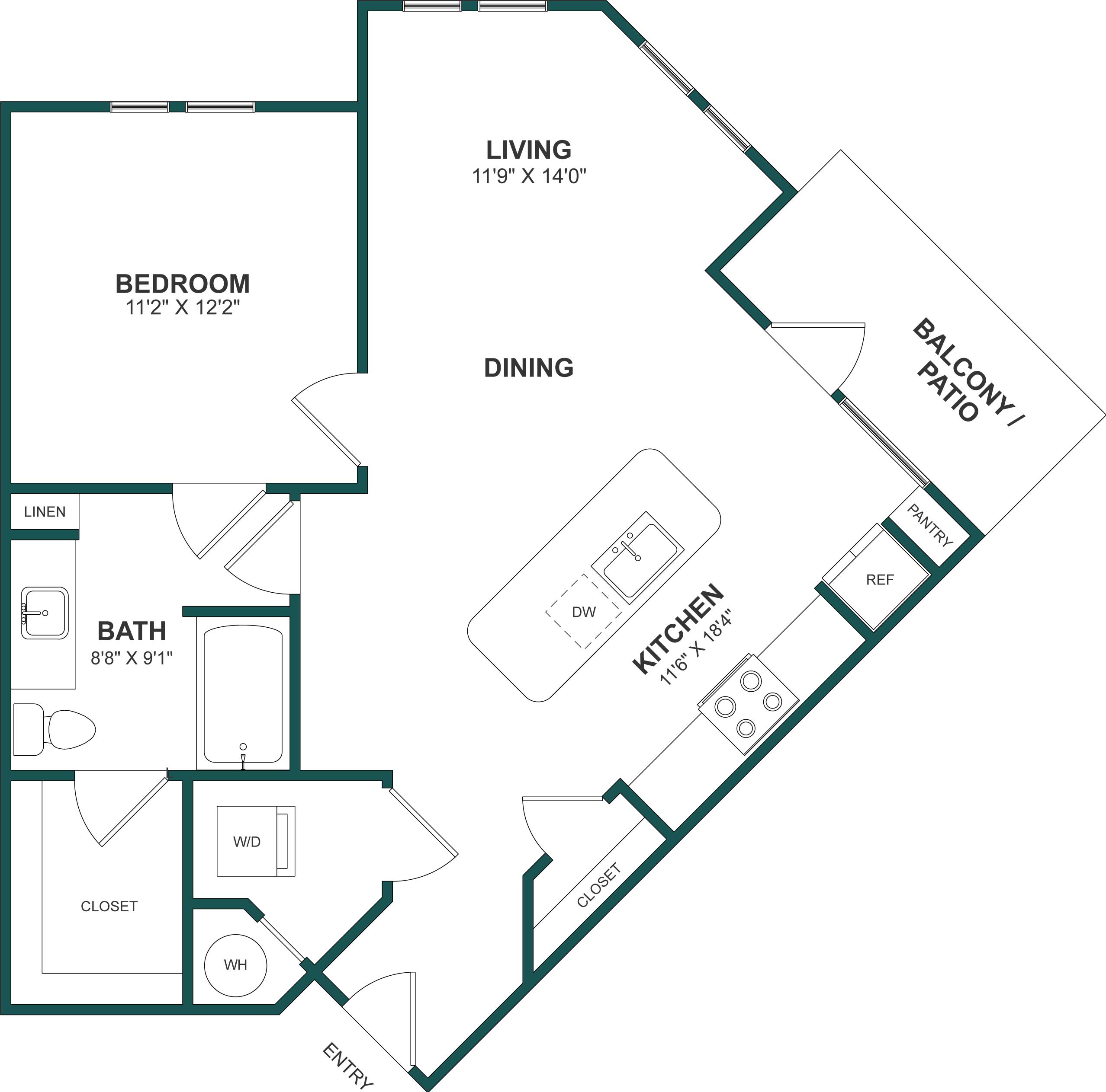 1 Bed/1 Bath-A7 floor plan