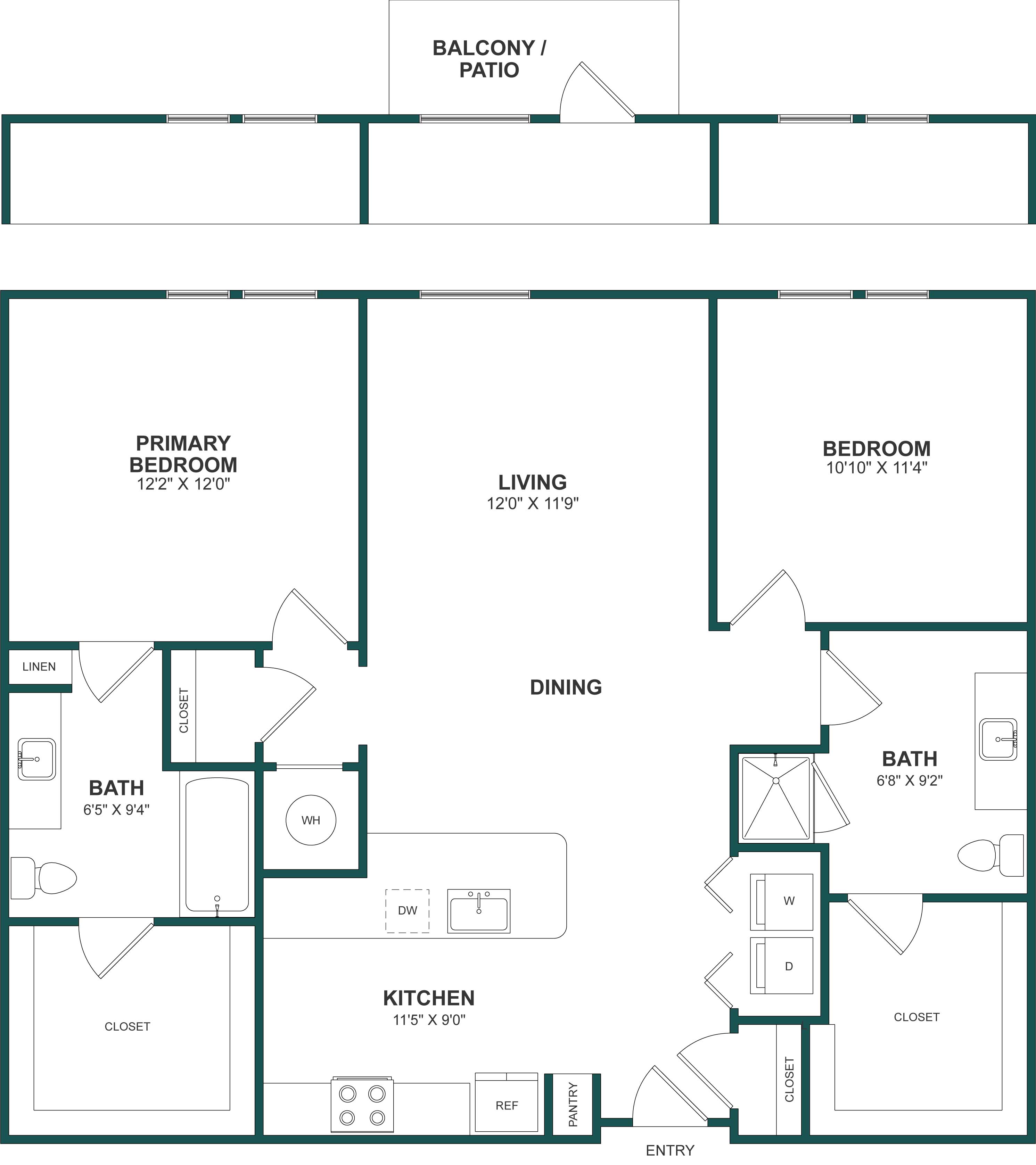 2 Bed/2 Bath-B5 floor plan