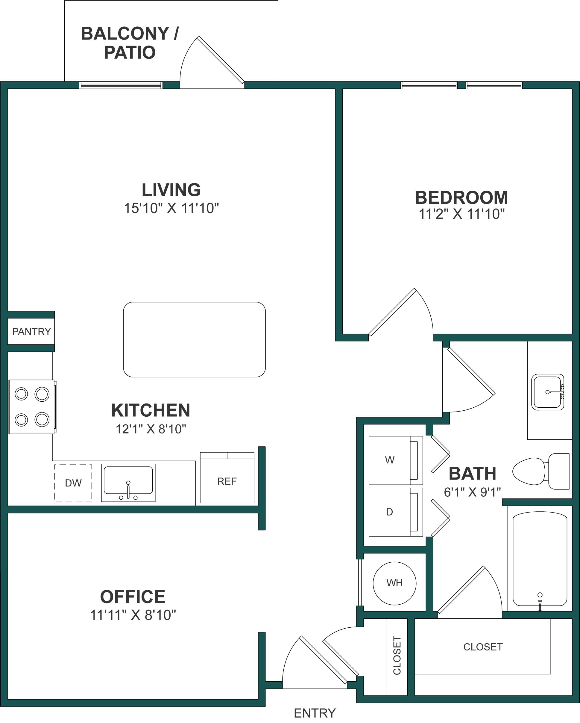 1 Bed/1 Bath-A5 floor plan
