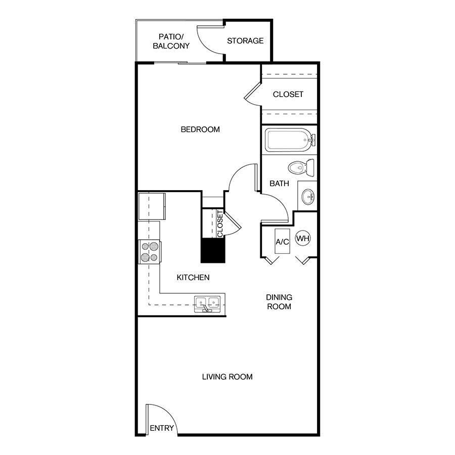 1x1 floor plan