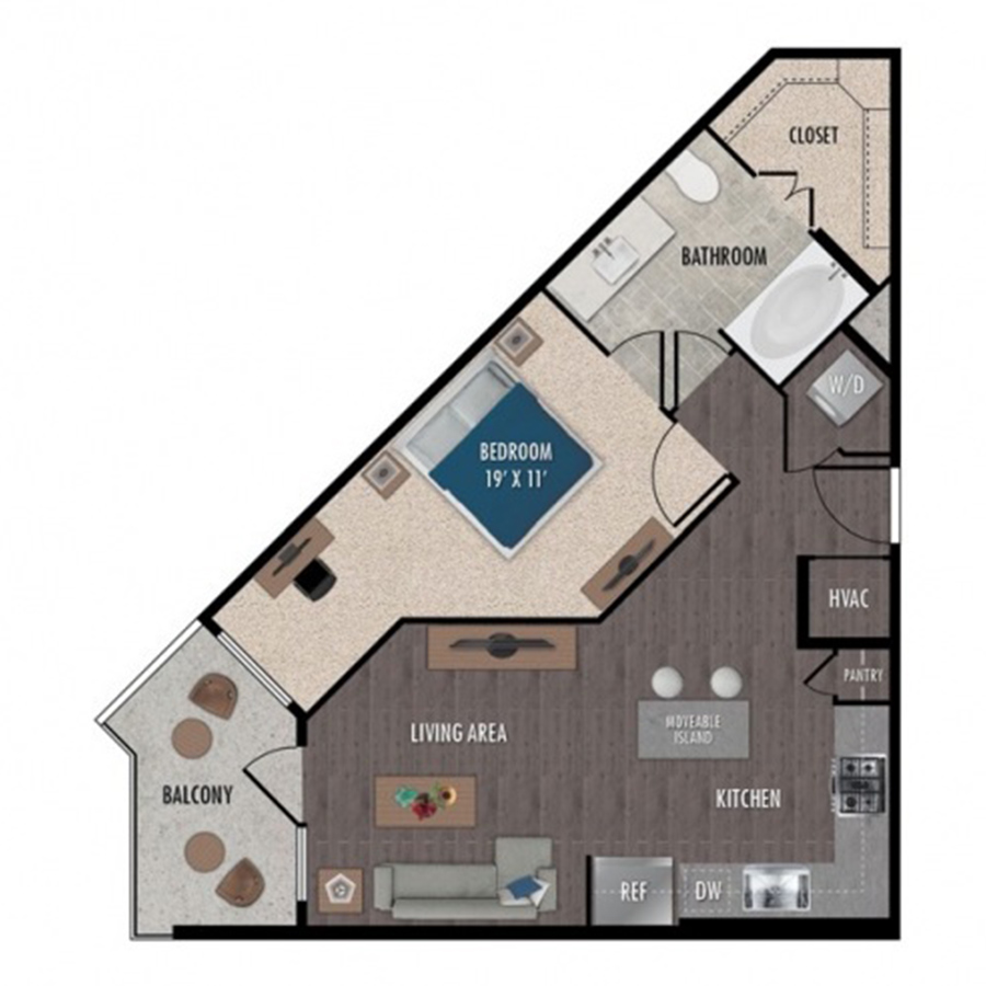 A1-1x1 floor plan