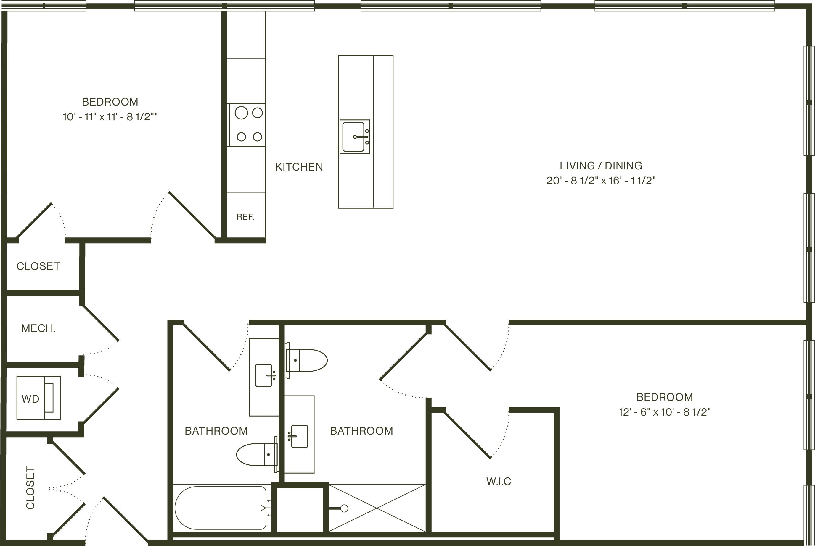 Two Bedroom Deluxe B floor plan