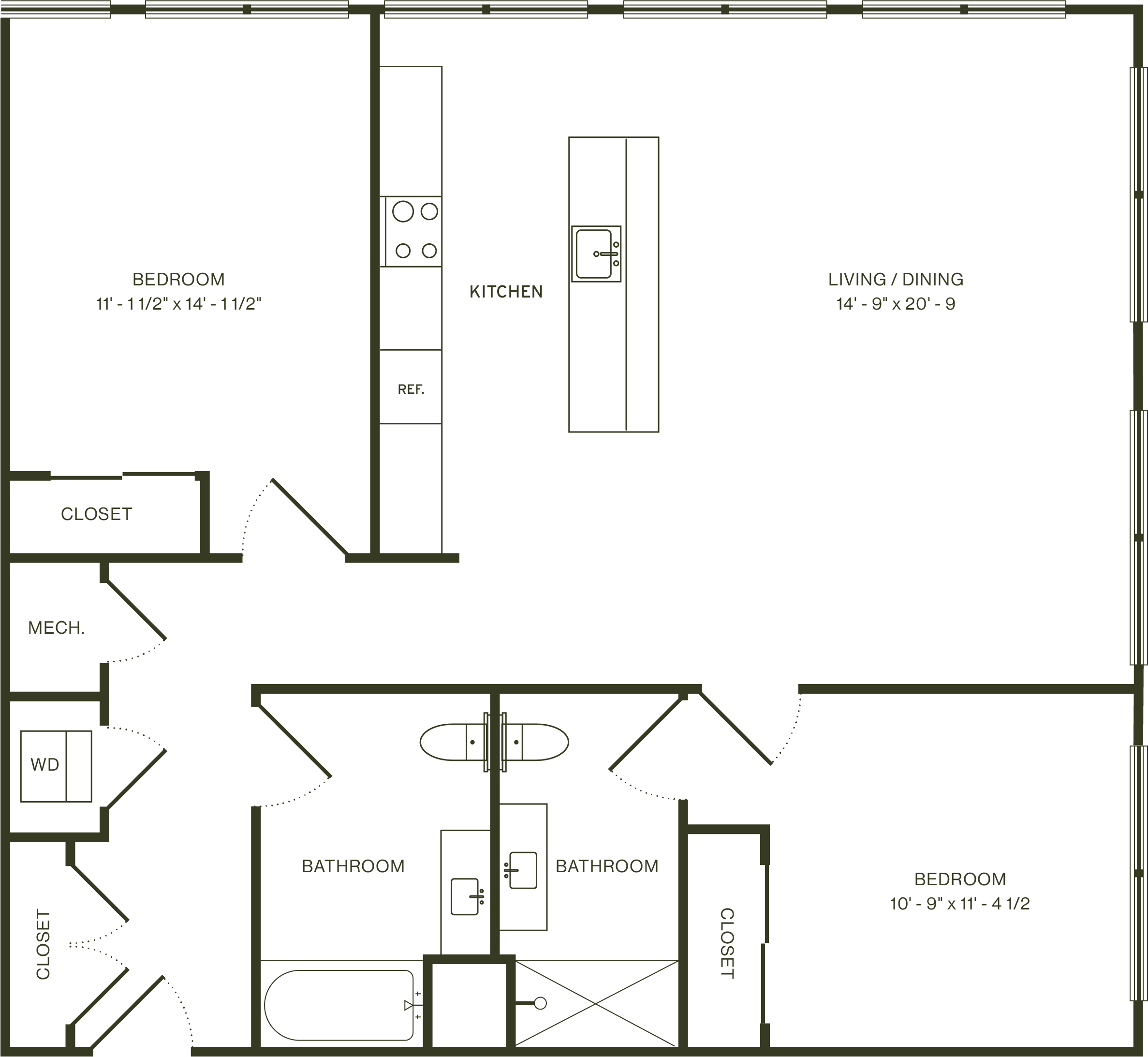 Two Bedroom E floor plan