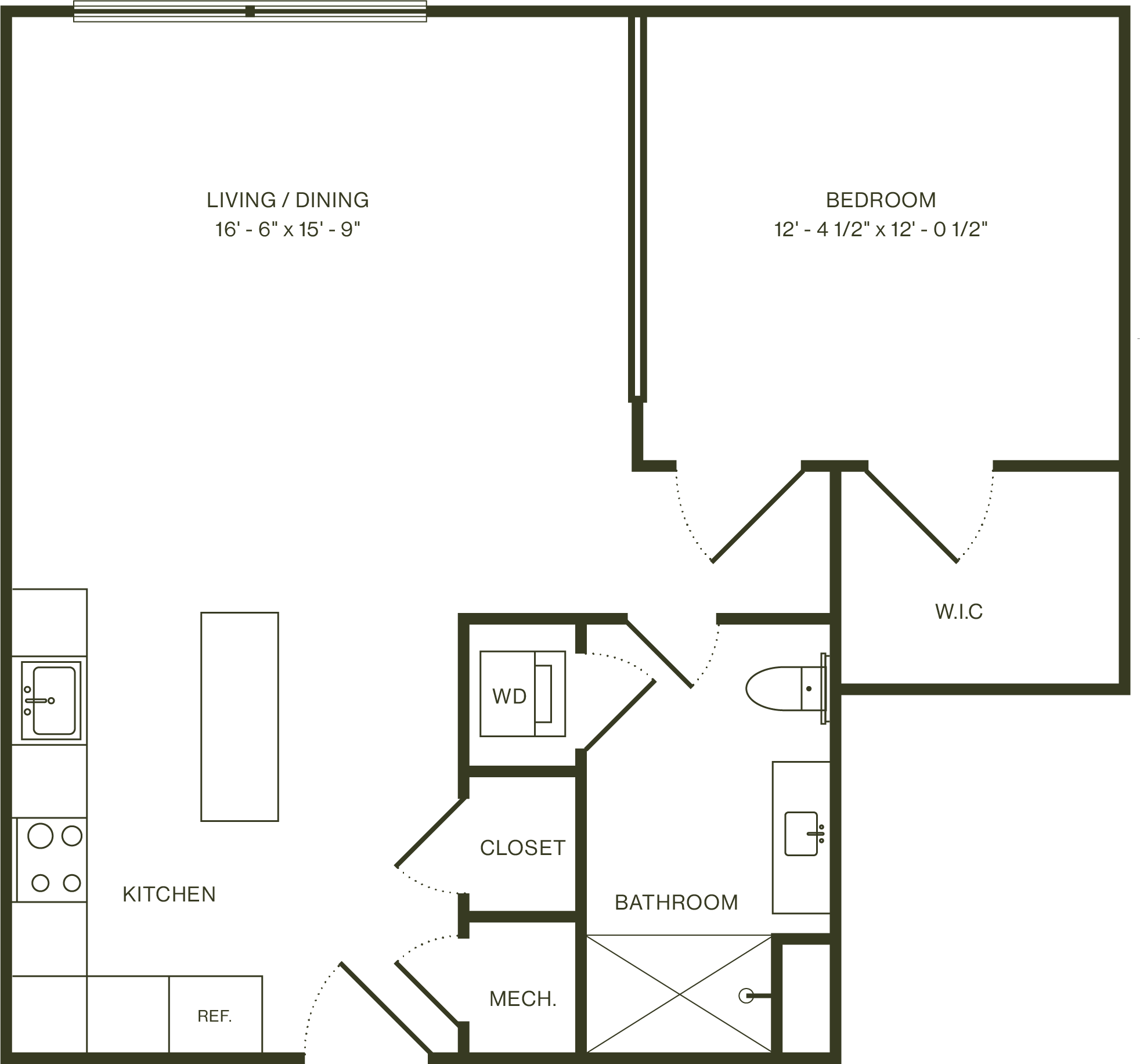One Bedroom Deluxe B floor plan
