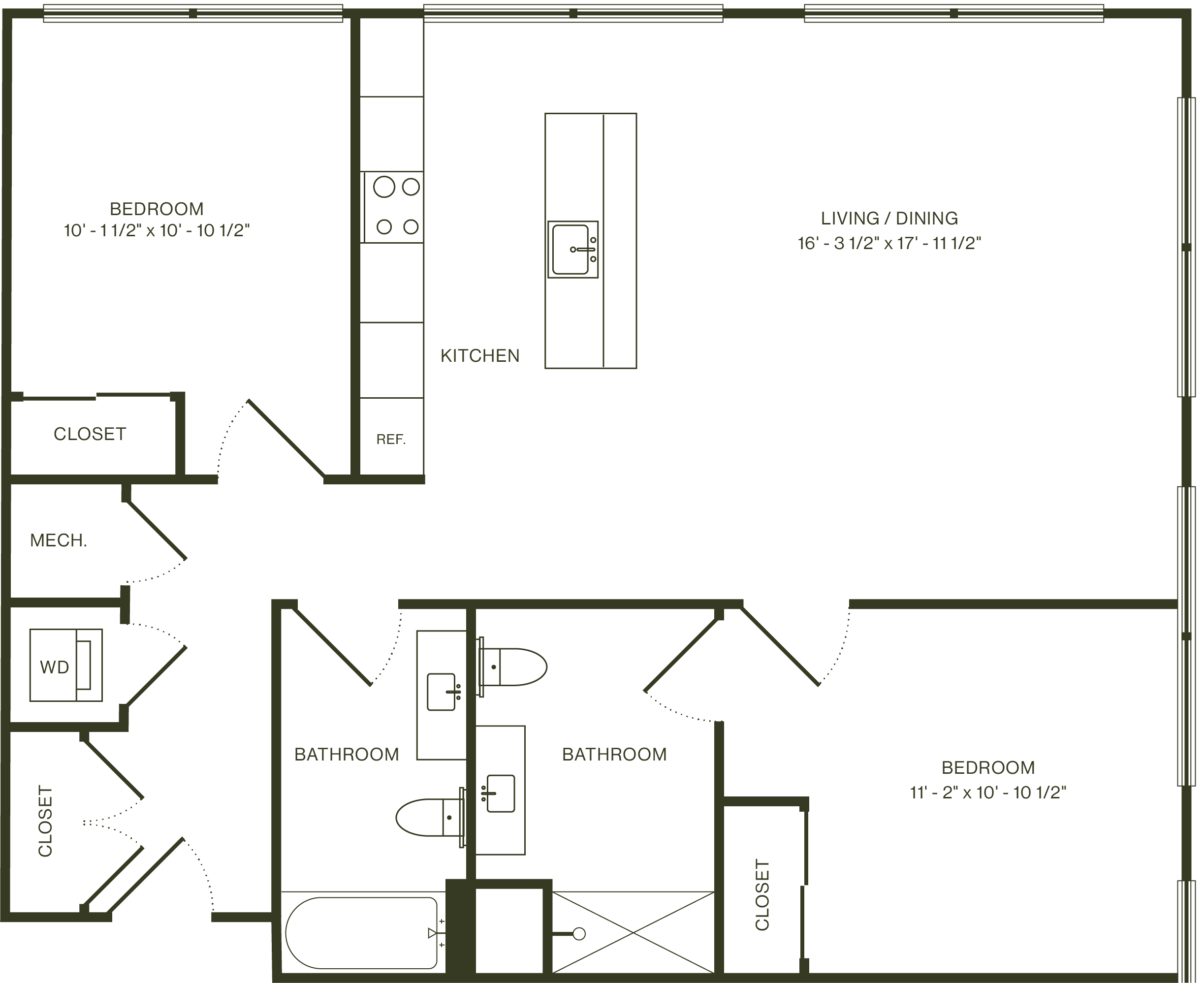 Two Bedroom D floor plan