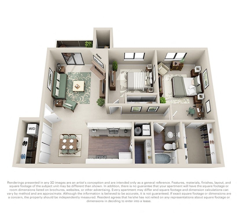 2x1 Renovated Alder floor plan