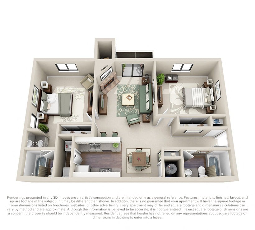 2x2 Renovated Spruce floor plan